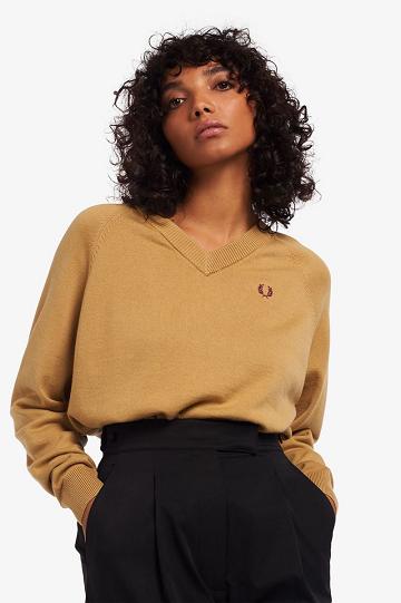 Fred Perry V-Neck Jumper Naisten Neuleet Harmaat | FI 1110BEXC